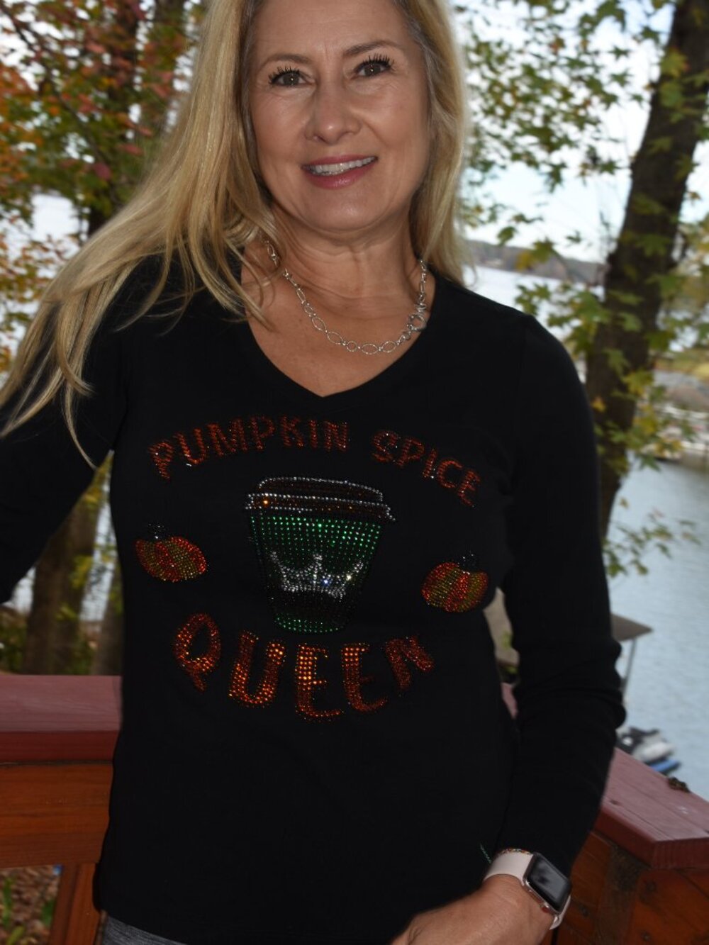 Fall Pumpkin spice Queen rhinestone bling shirt XS  S M L XL XXL 1X 2X 3X 4X 5X